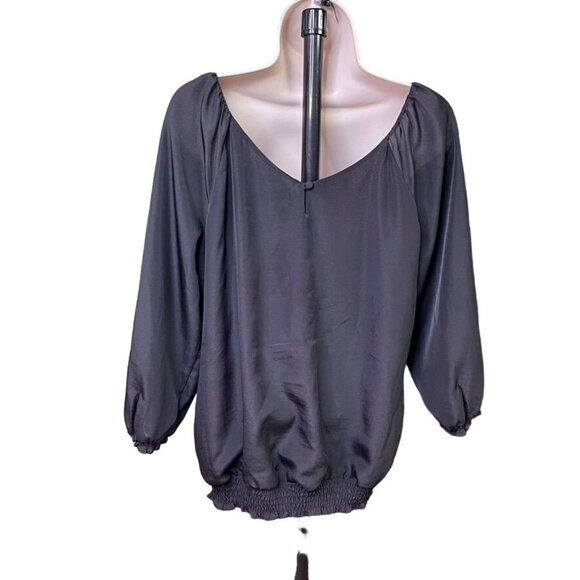 Womens Black Blouse White House Black Market Blouse Sheer Top Size M u - Picture 5 of 8